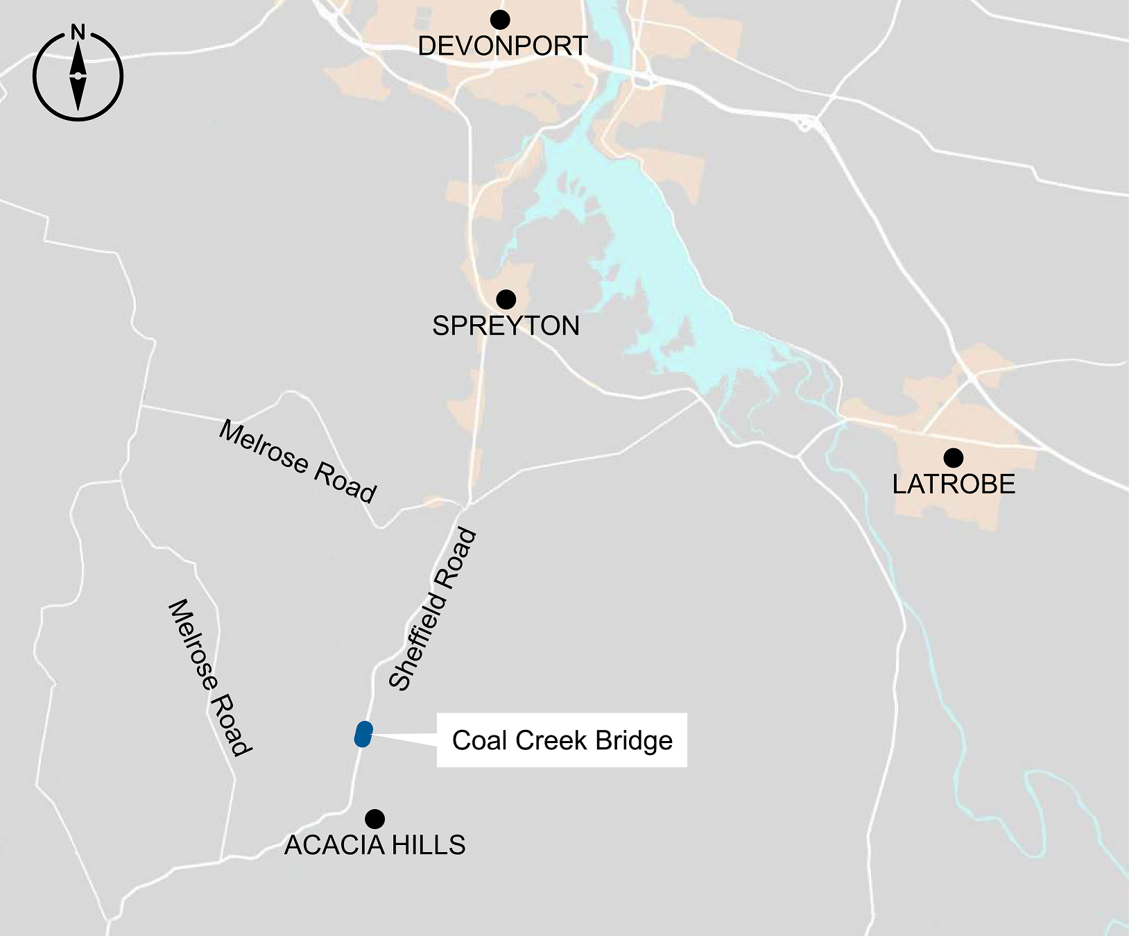 Coal Creek Bridge map February 2024 